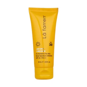 کرم ضد آفتاب ضد لک بی رنگ SPF 30 لافارر پوست خشک و معمولی ۴۰میل