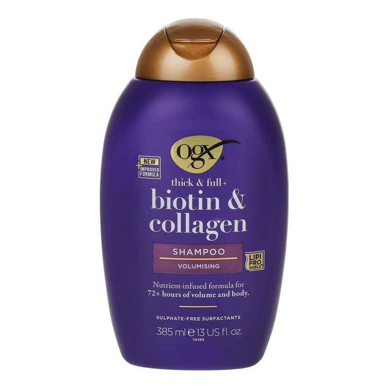 OGX Thick & Full + Biotin & Collagen Volumizing Shampoo شامپو بیوتین و کلاژن او جی ایکس