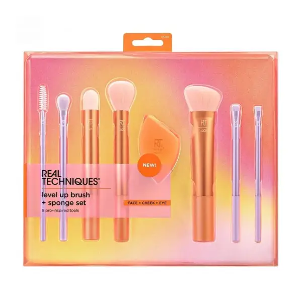 Real-Techniques-Level-Up-8-Piece-Brush-and-Sponge-Pad-Set ست براش و بلندر ریل تکنیک ۸عددی