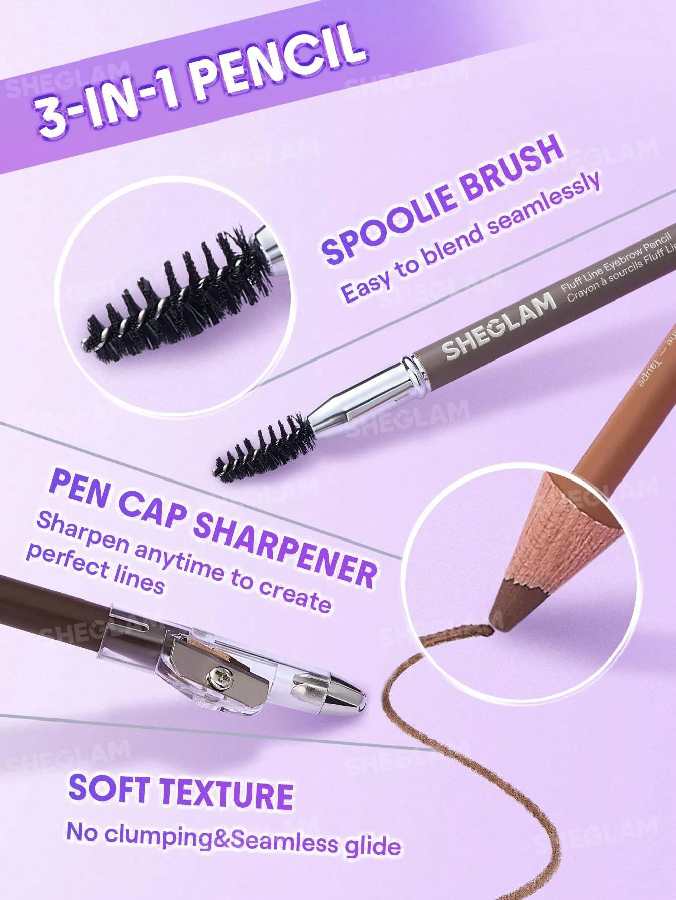 مداد ابرو تراش دار Fluff Line شیگلم 1 مداد ابرو تراش دار Fluff Line شیگلم