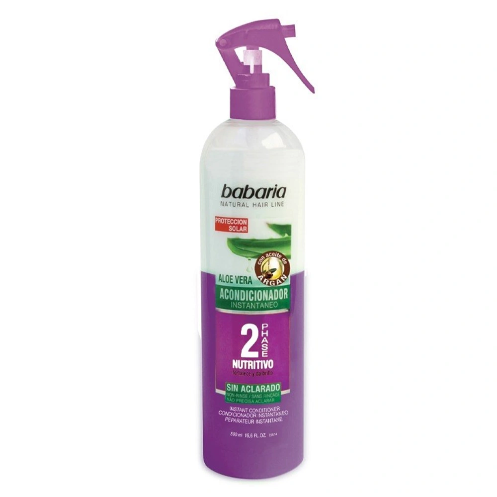 Babaria 2 Phase Instant Conditioner Aloe Vera & Argan Proteccion Solar اسپری دو فاز بنفش آلوئهورا و روغن آرگان باباریا