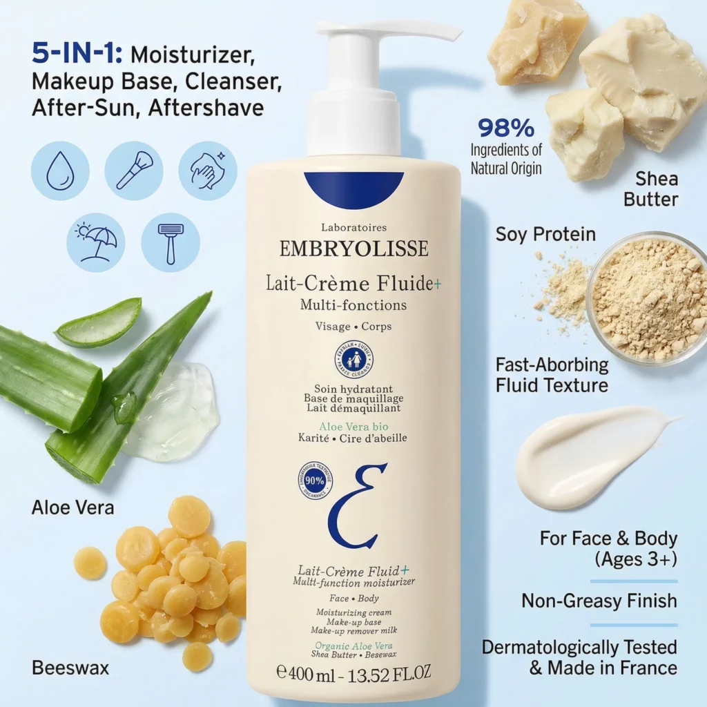 لوسیون مرطوب کننده امبریولیس مدل Lait-Crème Fluide حجم ۴۰۰ میل 1 امبر5
